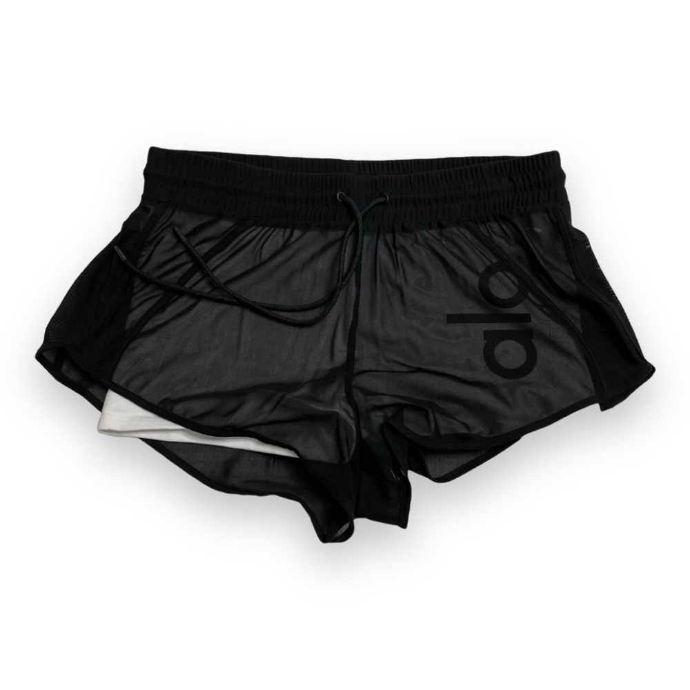 alo ambiance black & white runners short